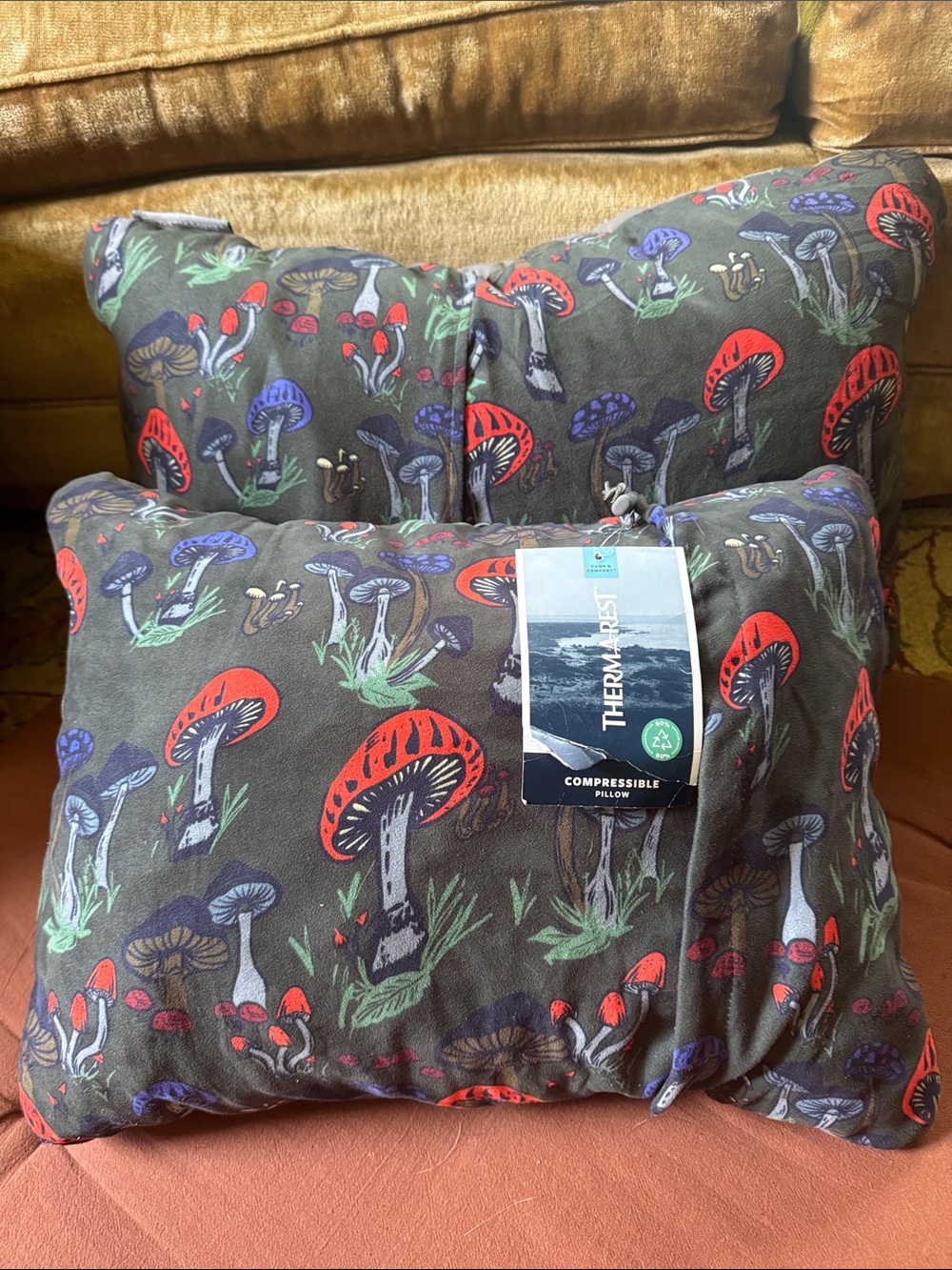 Thermarest pillow compact camping Fun Guy mushrooms medium NEW NWT